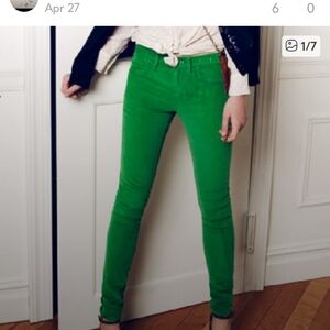 Madewell Green Corduroy Skinny Jeans 28 X 32 Mint